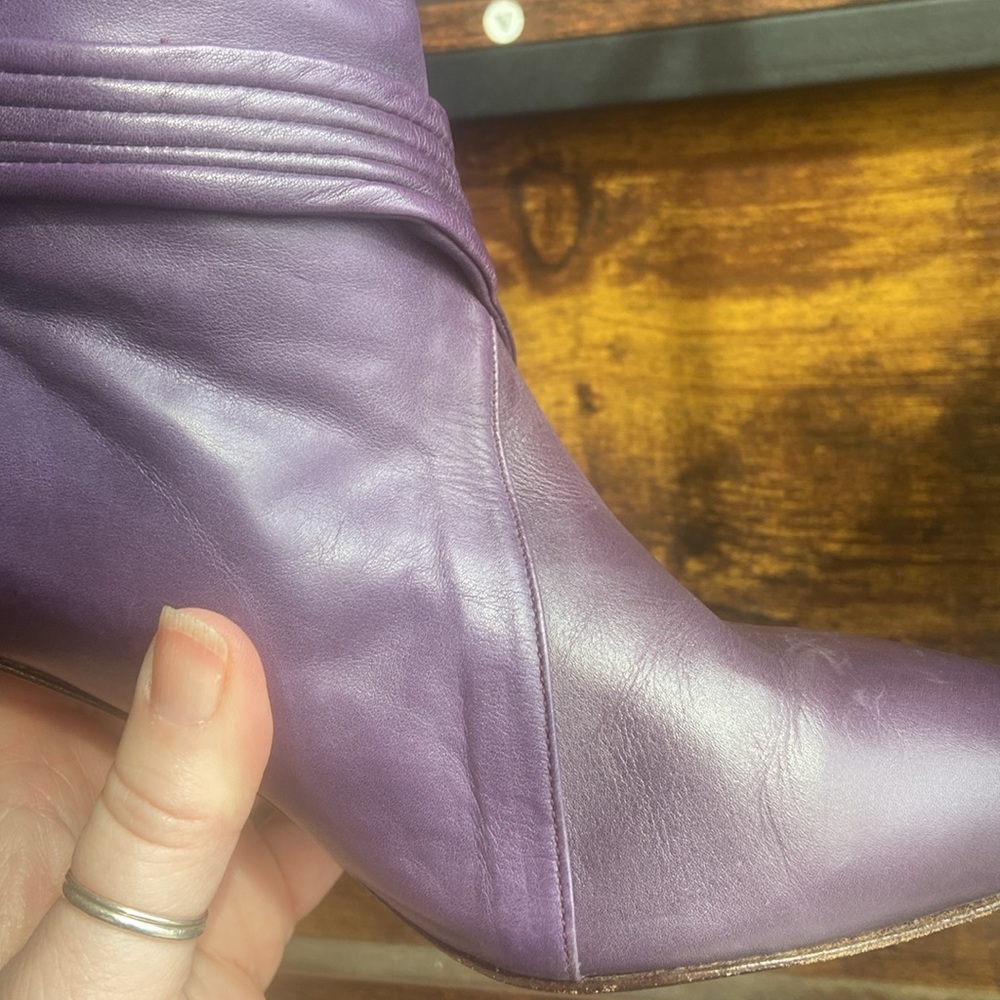 RARE vintage Alberto D. Molina ankle boots, violet purple buttery leather - Picture 12 of 13